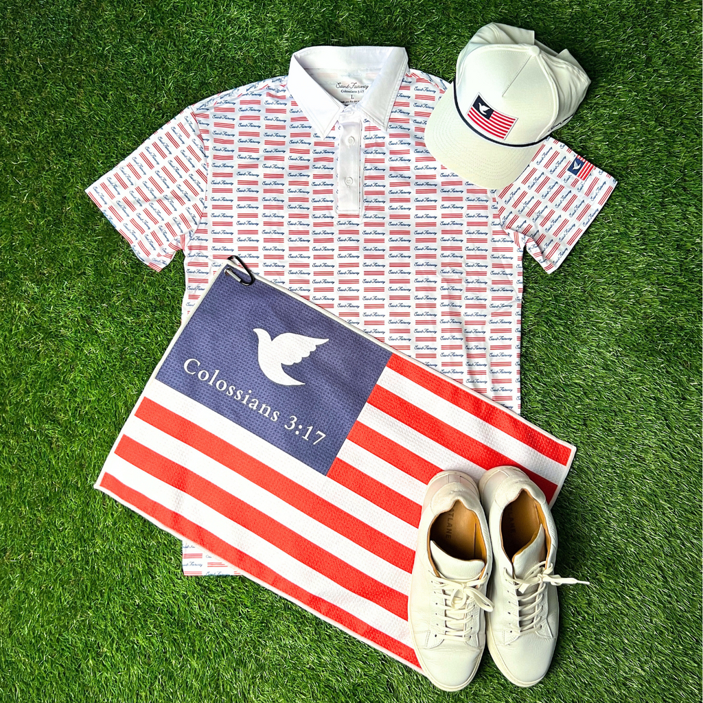 Saints and Stripes" Patriotic Waffle Golf Towel